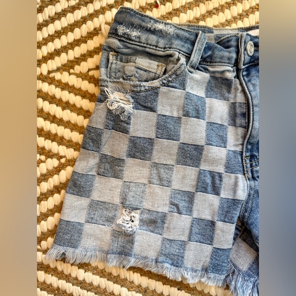 Vervet Jean Shorts Medium Checkered Distressed - Picture 2 of 5